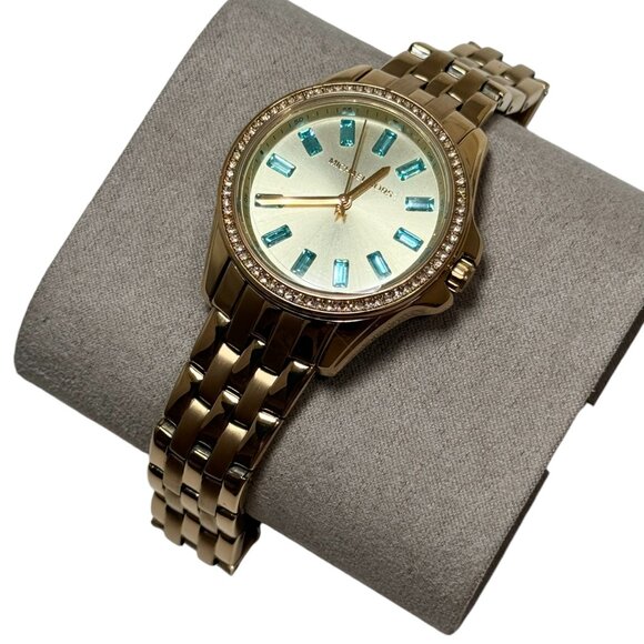 Michael Kors Mini Pilot Pave Quartz Gold Dial Ladies Watch MK7366 with Box - Picture 4 of 12